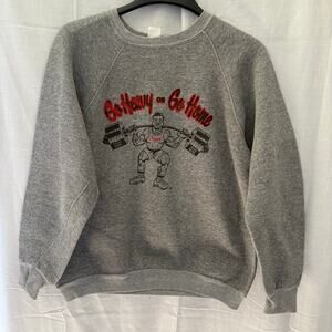 Discus Athletic Vintage Gym Sweatshirt Go Heavy or Go Home Weightlifitng XL